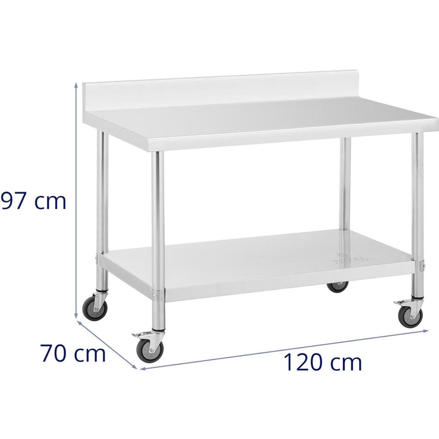 Tables – Metal catering table on wheels with shelf and - Carlat