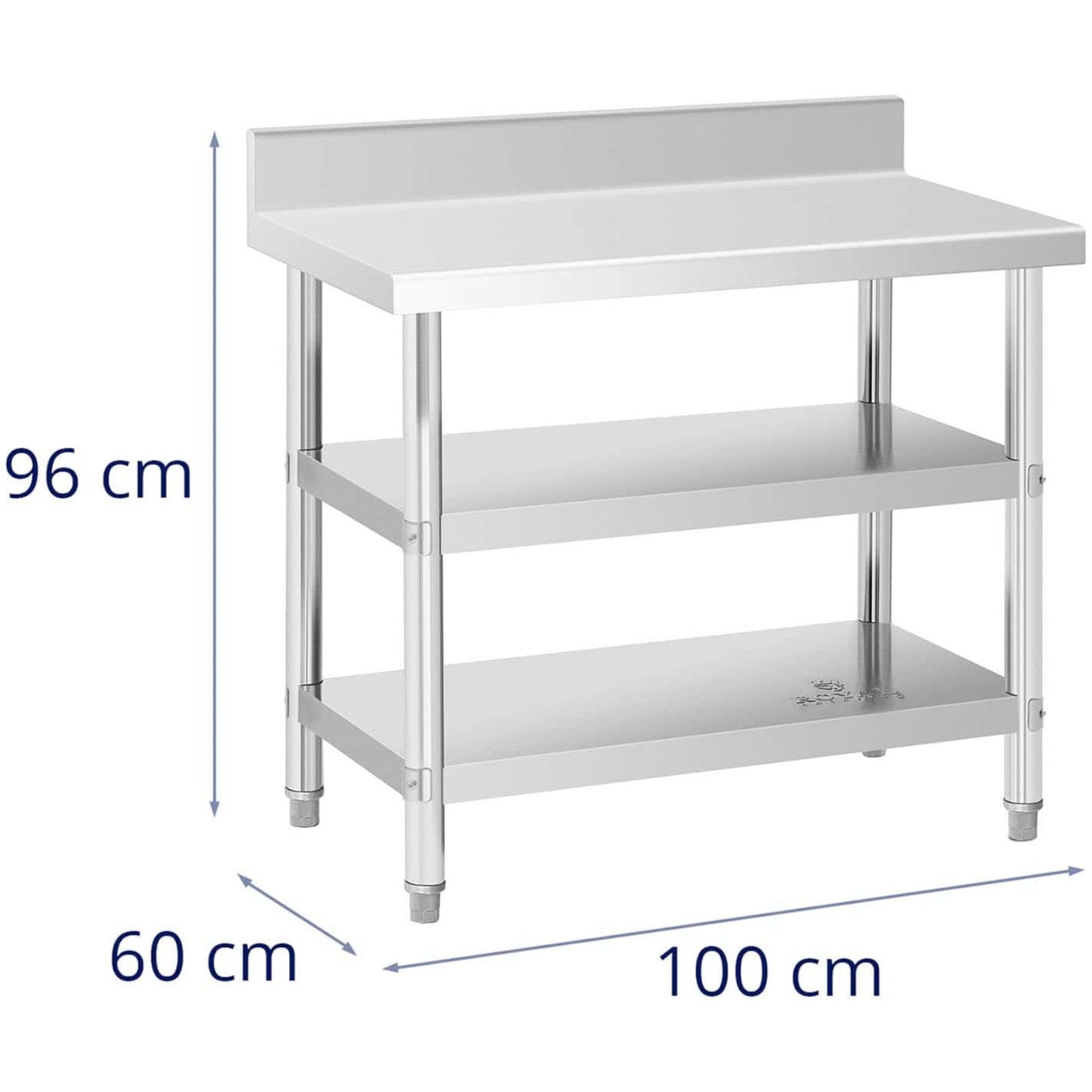 Tables – Table, stainless steel, wall-mounted worktop with edge, 2 - Carlat