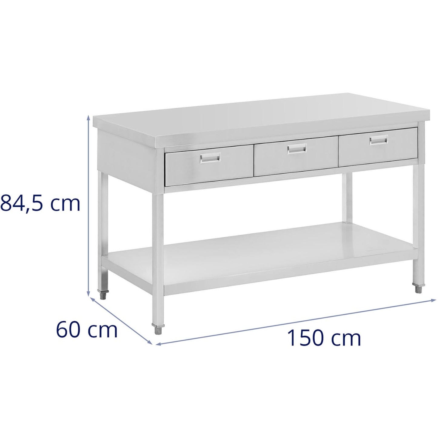 Tables – Table, steel gastronomic worktop with shelf and drawers, - Carlat