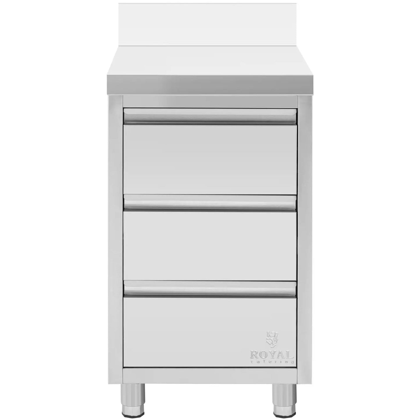 Tables – Wall-mounted catering cabinet with edge, 3 drawers, STEEL, - Carlat