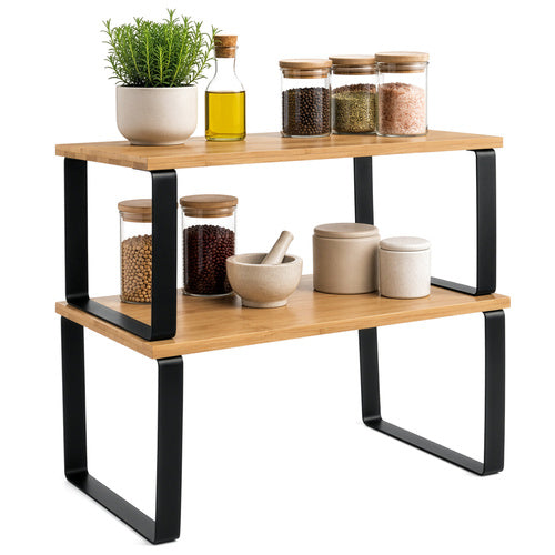 The remaining – Bamboo Kitchen Shelf - 2-Pack by Zortiva - Carlat
