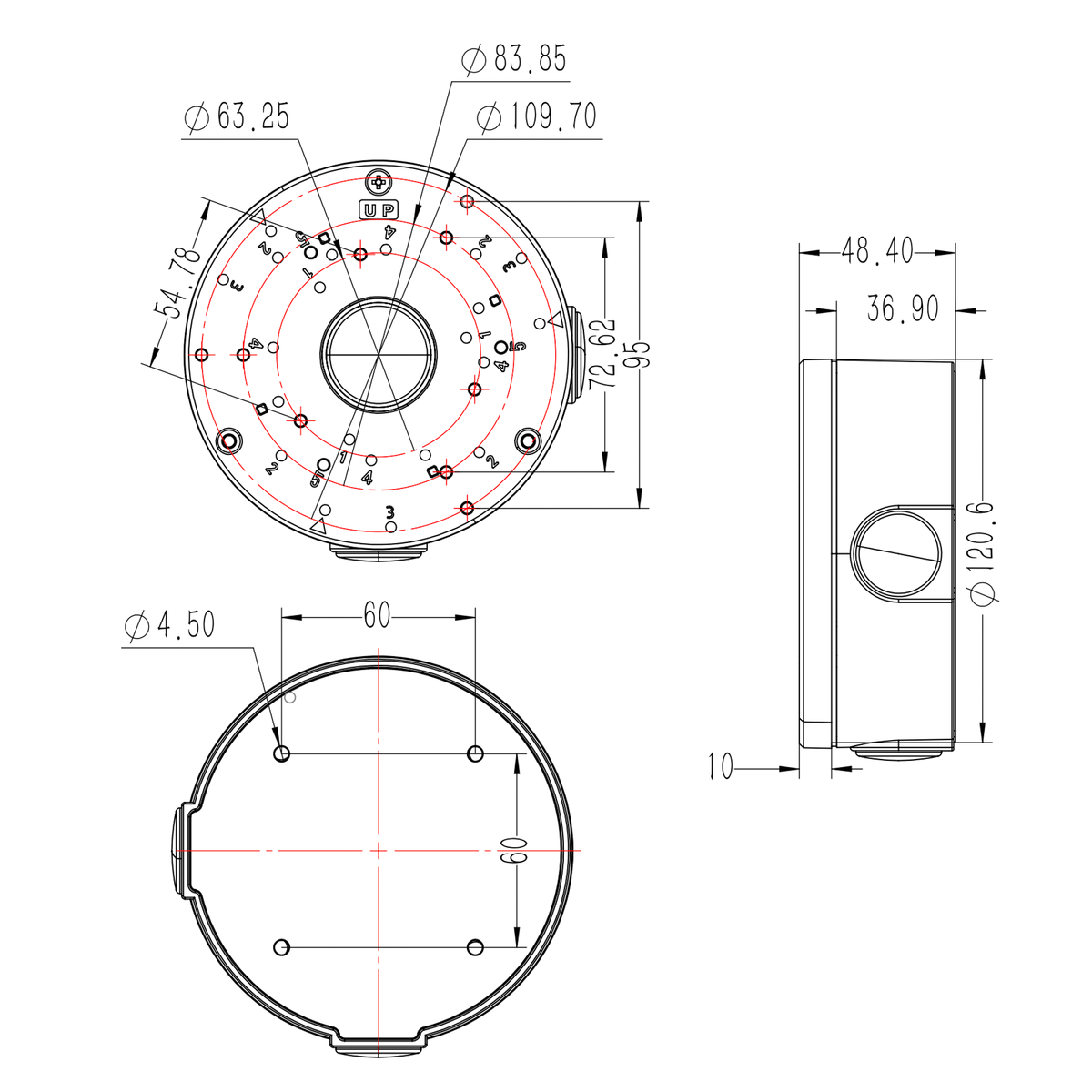 The remaining – Junction box for dome and bullet cameras - Carlat