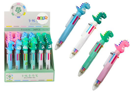 The remaining – Multicolor Automatic Dinosaur Pen, 6-Color Mix - Carlat