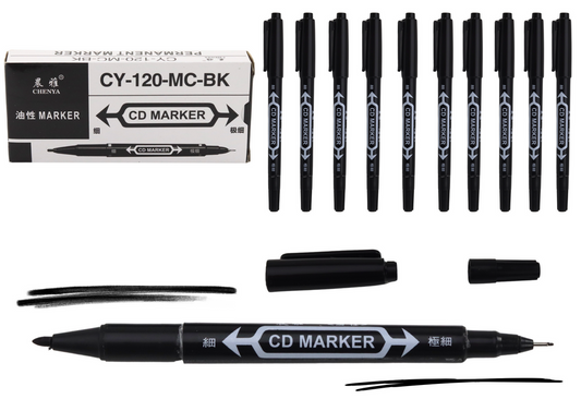The remaining – Set of 10 Black Double-Sided Waterproof CD Markers - Carlat