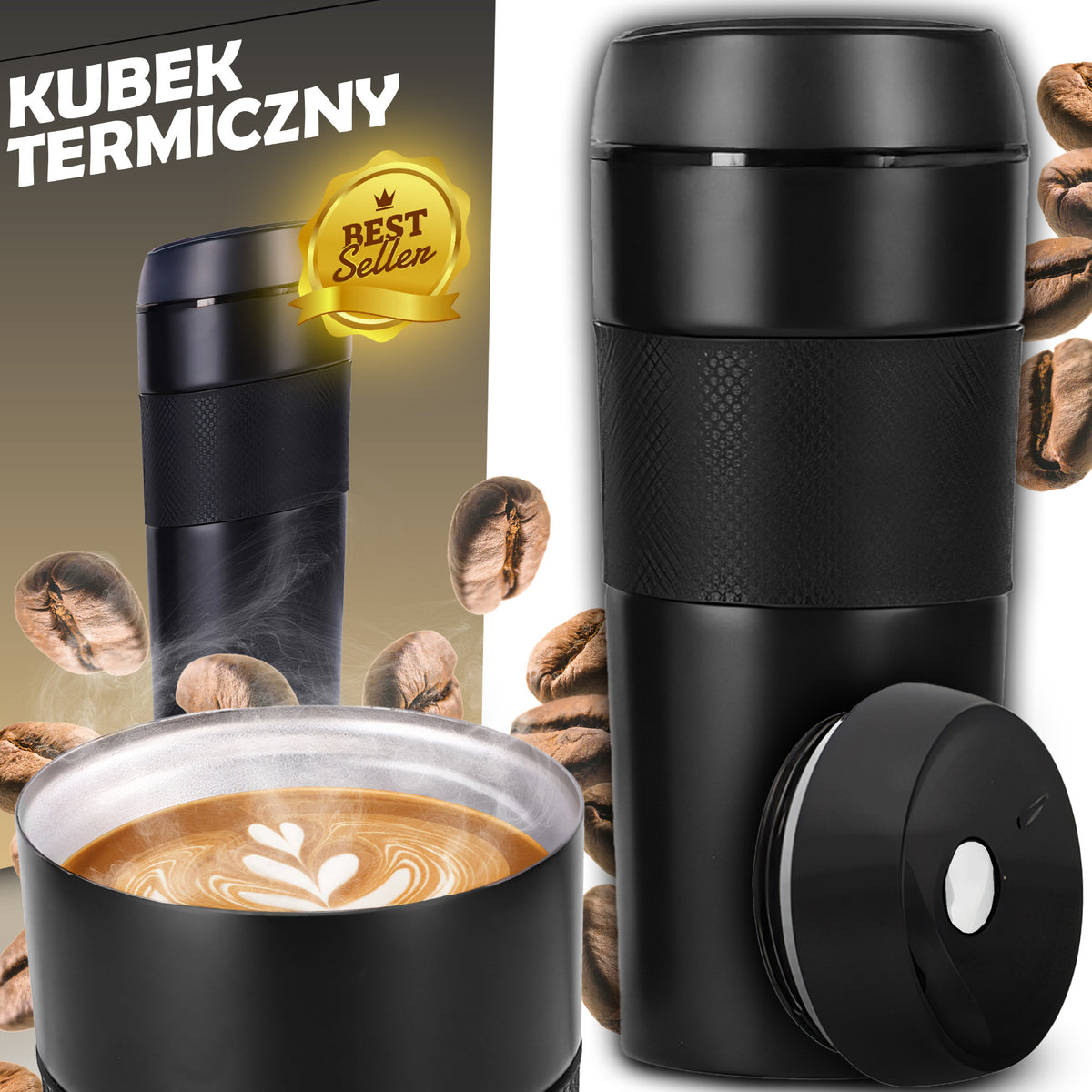 Thermal mug, keeps drinks hot for up to 24 hours, leak-proof, 400 ml, for tea and coffee - Carlat