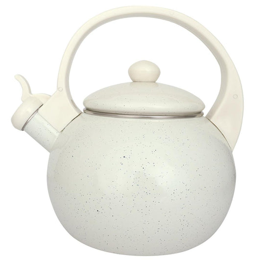Traditional – Enameled kettle with whistle, 2 L, white, Kinghoff, KH-2040 - Carlat