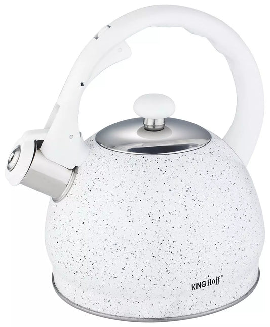 Traditional Teakettles – Kinghoff Traditional 2-Liter White Marble-Patterned Steel Kettle - Carlat