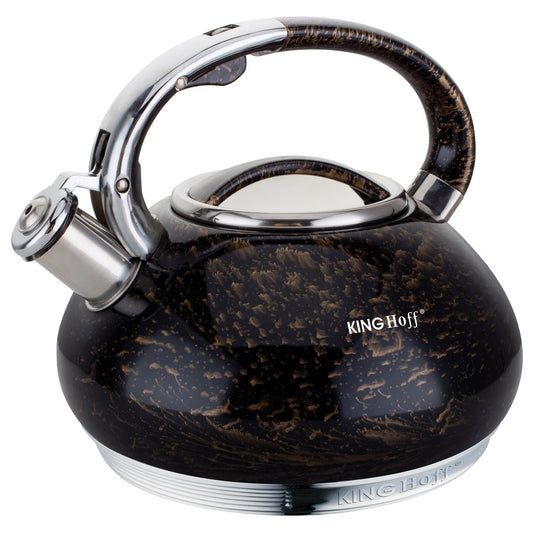 Traditional Teakettles – Kinghoff Traditional 3-Liter Black-and-Gold Kettle - Carlat