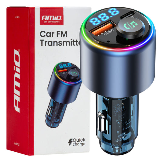 Transmitters – Car FM Transmitter, 1×USB-A, 1×USB-C, 12V, 24V, AMIO-04655 - Carlat