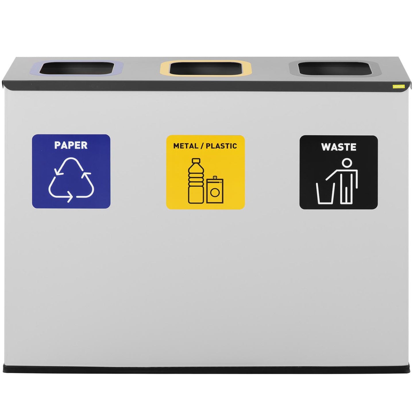Trash Cans – Waste bin for segregation, 3 chambers, STEEL, - Carlat