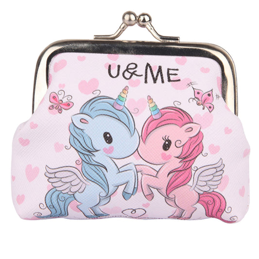 U&ME Children's Wallet with Two Unicorns, Metal Snap Closure, 10x9 cm - Carlat