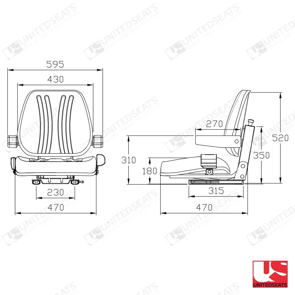 UnitedSeats ML4010 tractor suspension seat PVC - UnitedSeats Mechanical suspended seat (image 2)