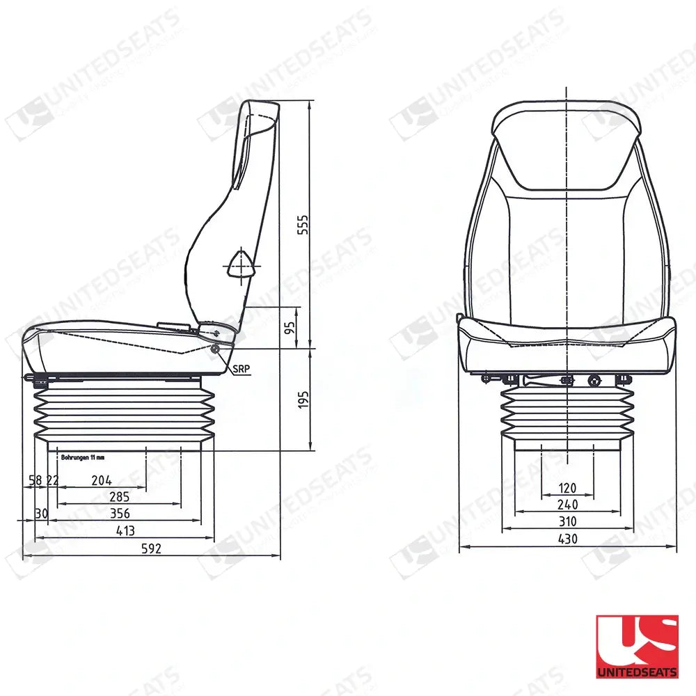 UnitedSeats MGV84/C1 tractor suspension seat fabric - UnitedSeats Mechanical suspended seat (image 2)
