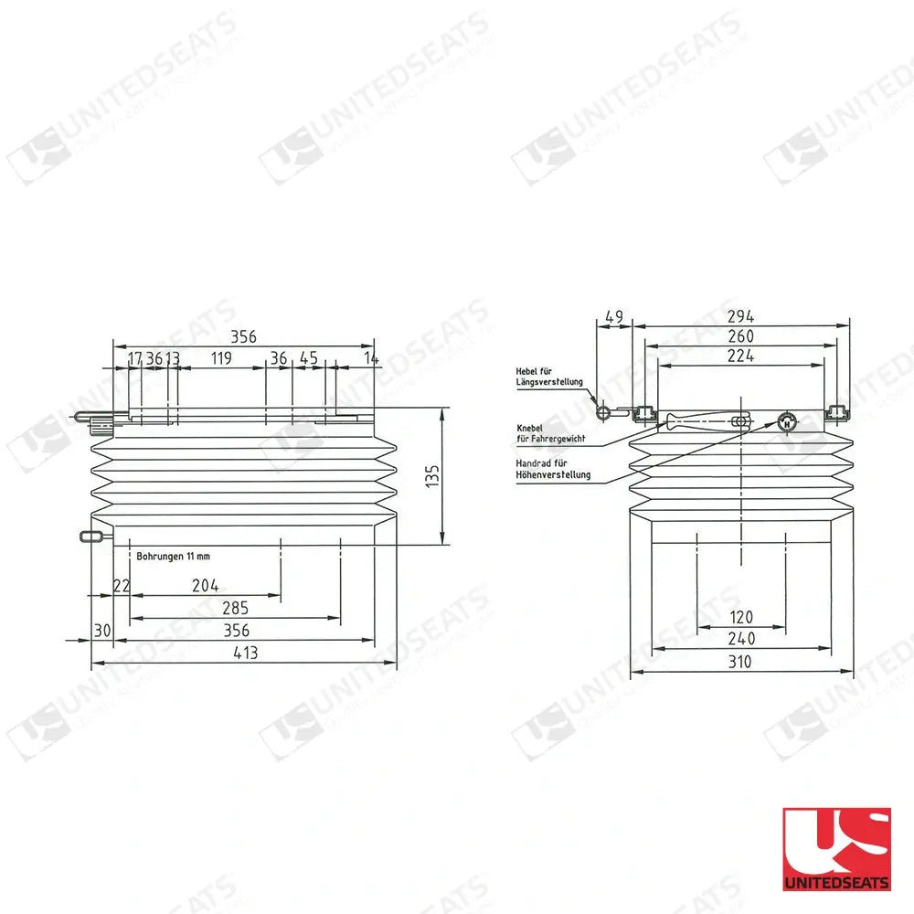 UnitedSeats MGV84 mechanical suspension unit - UnitedSeats Vehicle Seat part (image 2)