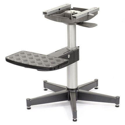 Adjustable workbench stand with a gray and black design on a white background