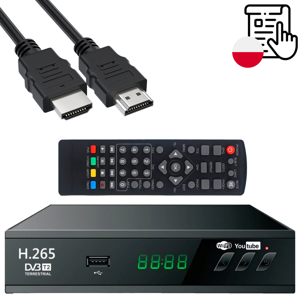 RTO USB 5V Full HD DVB-T2 Terrestrial TV Tuner Decoder with Antenna, Remote Control, and HDMI Cable - ER1238 – image 4