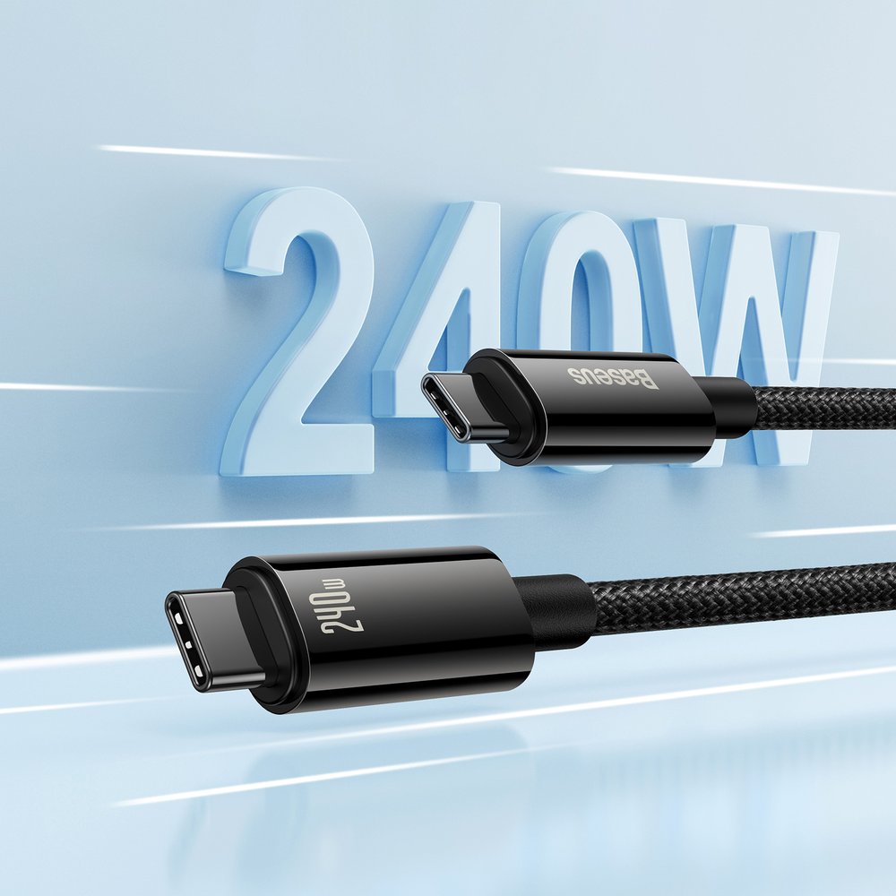 USB Cables – Braided USB-C cable 480Mb/s 240W Tungsten Gold - Carlat