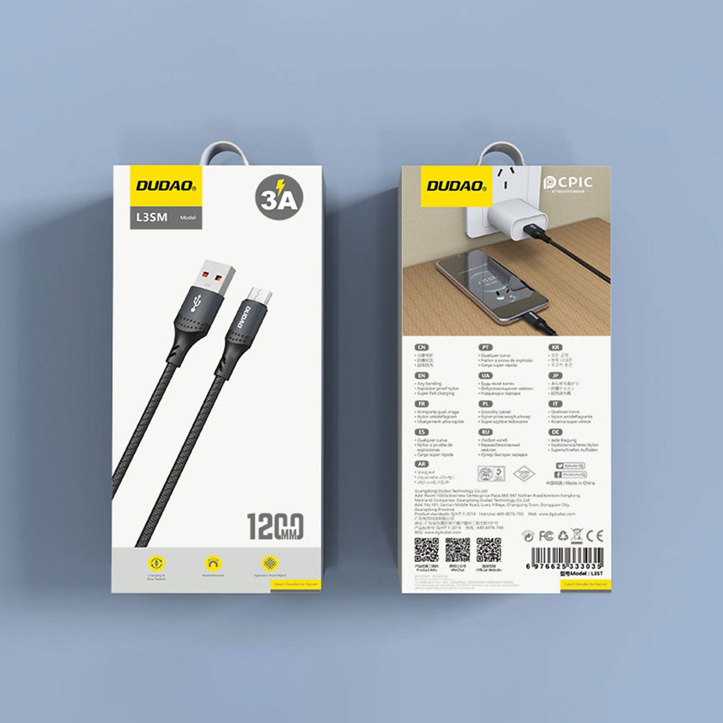 USB Cables – Braided cable L3SM USB-A - MicroUSB 3A - Carlat