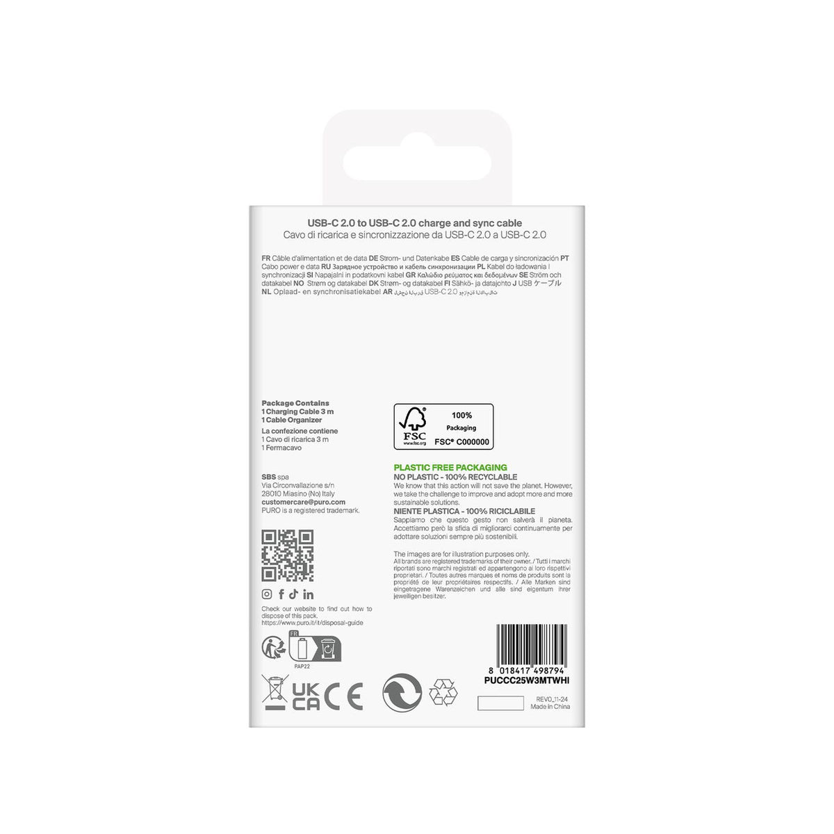 USB Cables – USB-C TPE cable 25W 3m - white - Carlat