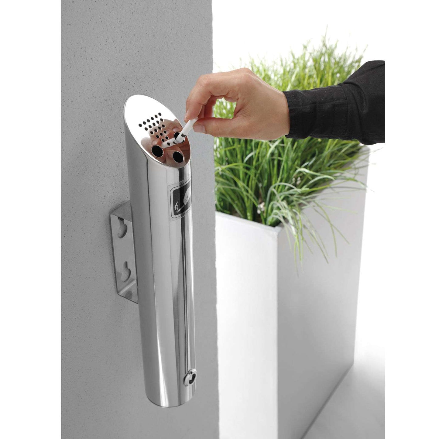 Wall ashtray, steel stainless steel, 75 mm high. 460 mm - Carlat