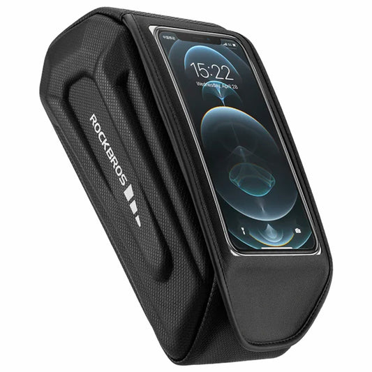 Waterproof bicycle frame bag with phone case, black - Carlat