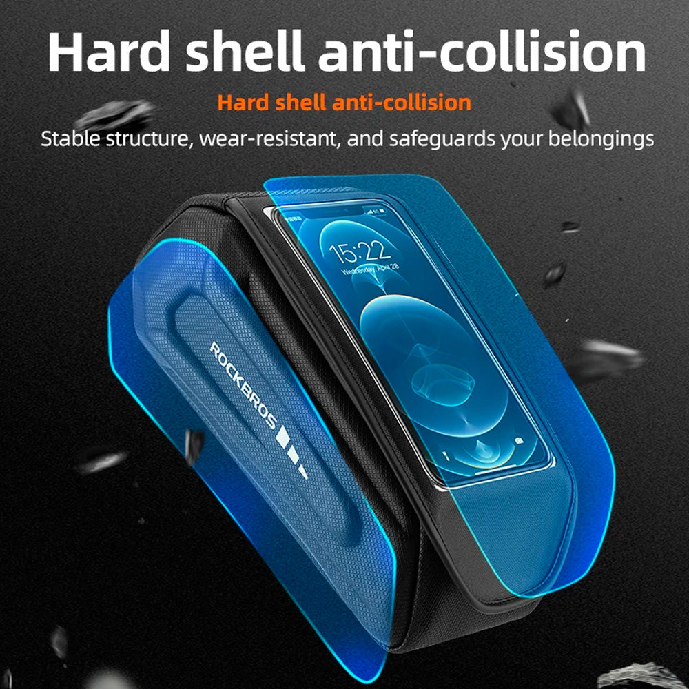 Waterproof bicycle frame bag with phone case, black - Carlat