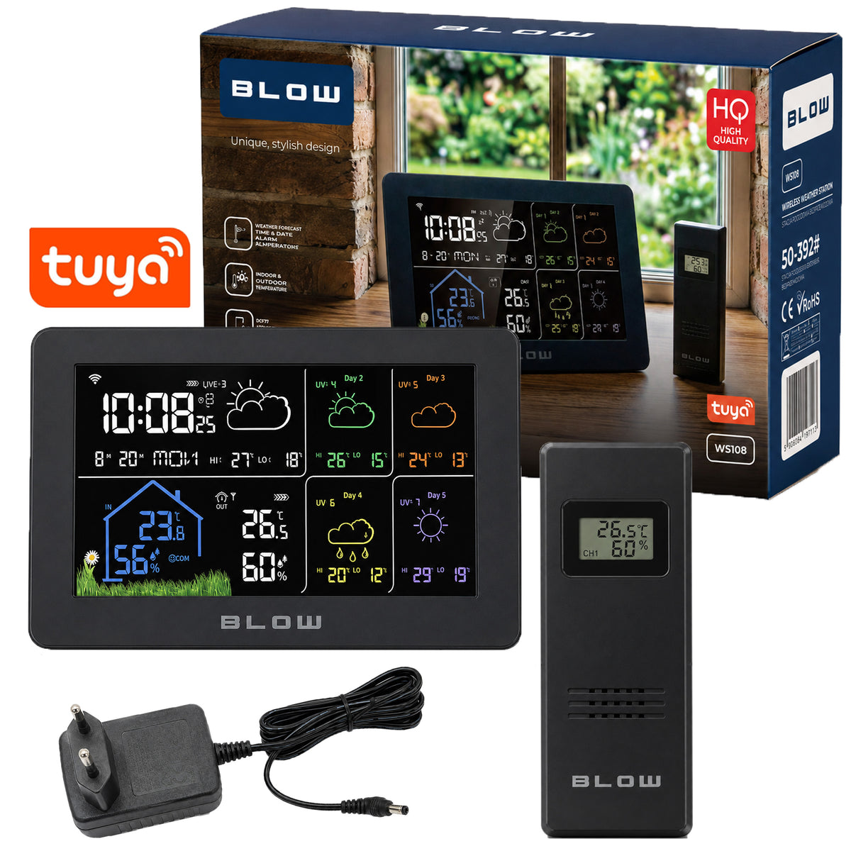 Weather stations, thermometers – 50-392# Blow WS108 Tuya Wireless Weather Station - Carlat