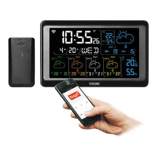 Weather stations, thermometers, and – Multifunctional Weather Station, Wireless, Wi-Fi, Black - Carlat