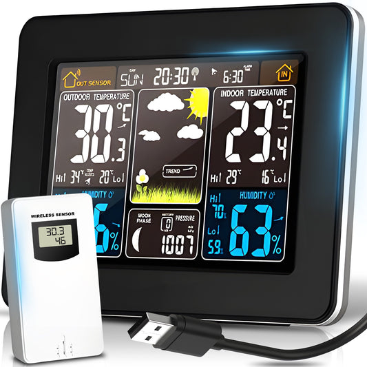 Wireless Weather Station: Hygrometer, Barometer, Thermometer + Sensor - e253 - Carlat