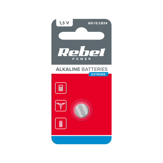 Rebel Alkaline, coin-cell – REBEL EXTREME AG10 Battery, 1 per blister pack.