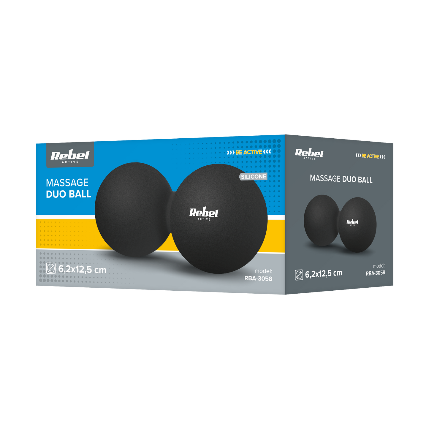 Rebel Duoball Double Massage Ball, 6.2 cm, black, silicone, REBEL ACTIVE – image 3