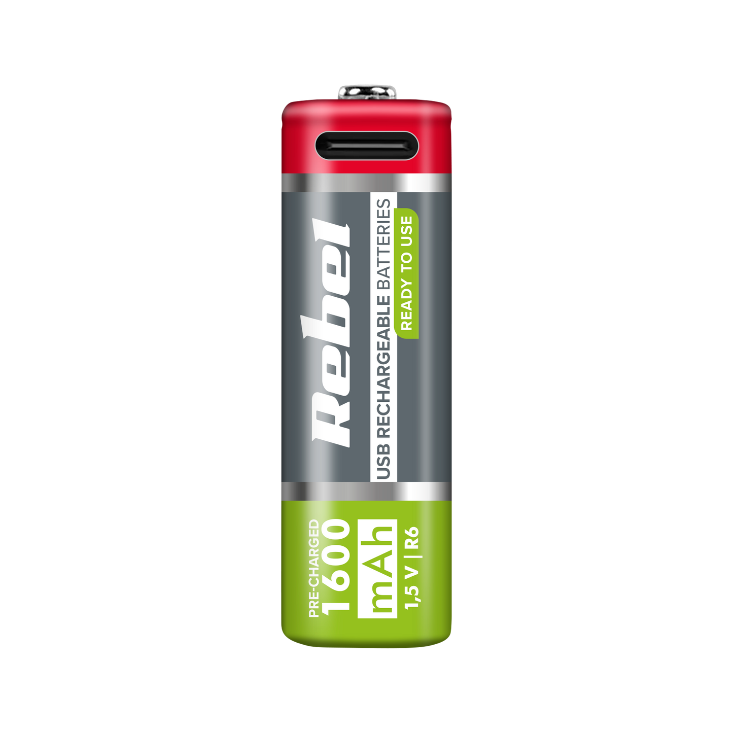 Rebel REBEL AA Rechargeable Batteries, 1600 mAh, Li-ion, 1.5V, 2 per pack, R6, Type-C connector – image 2