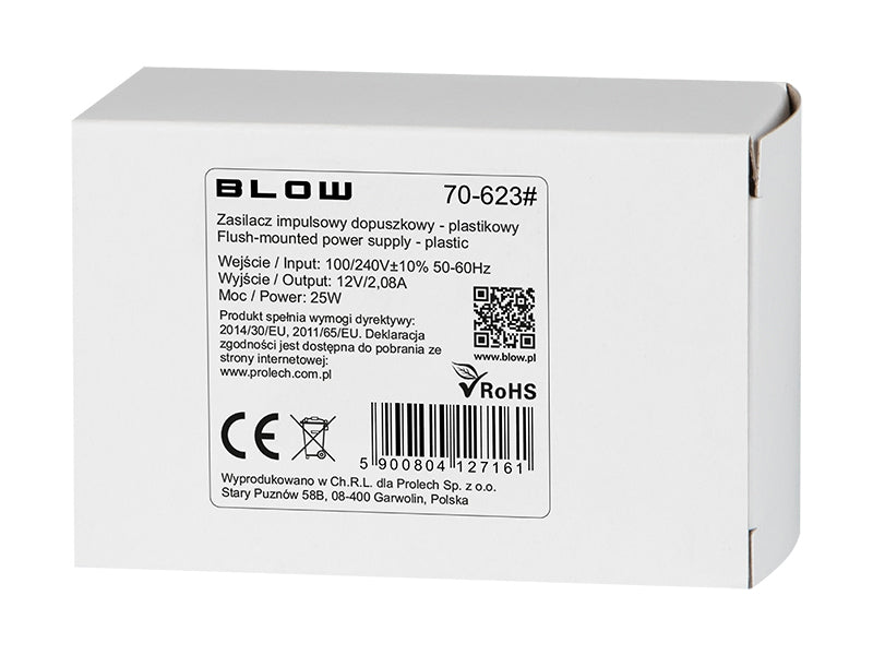 Blow 70-623# 12 V/2.08 A 25 W flush-mount switching power supply, black – image 2