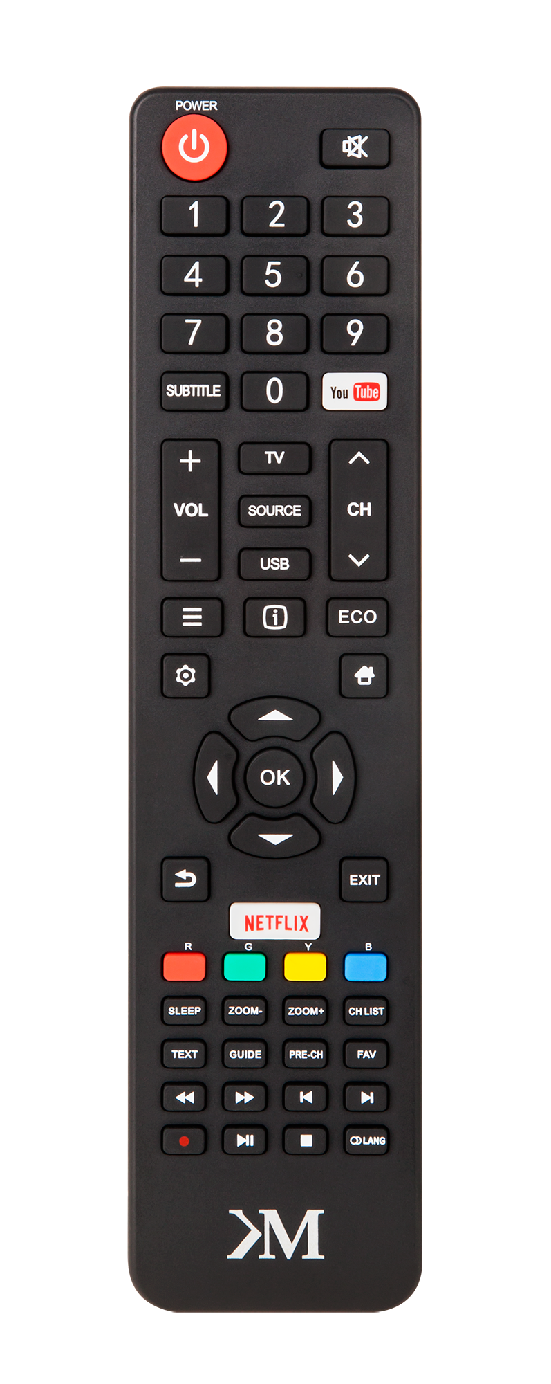 Kruger&Matz TV Remote Control for KM0243FHD-S/S3 / KM0255UHD-S/S2/S3 / KM0265UHD-S/S2/S3 / KM0275UHD-S2