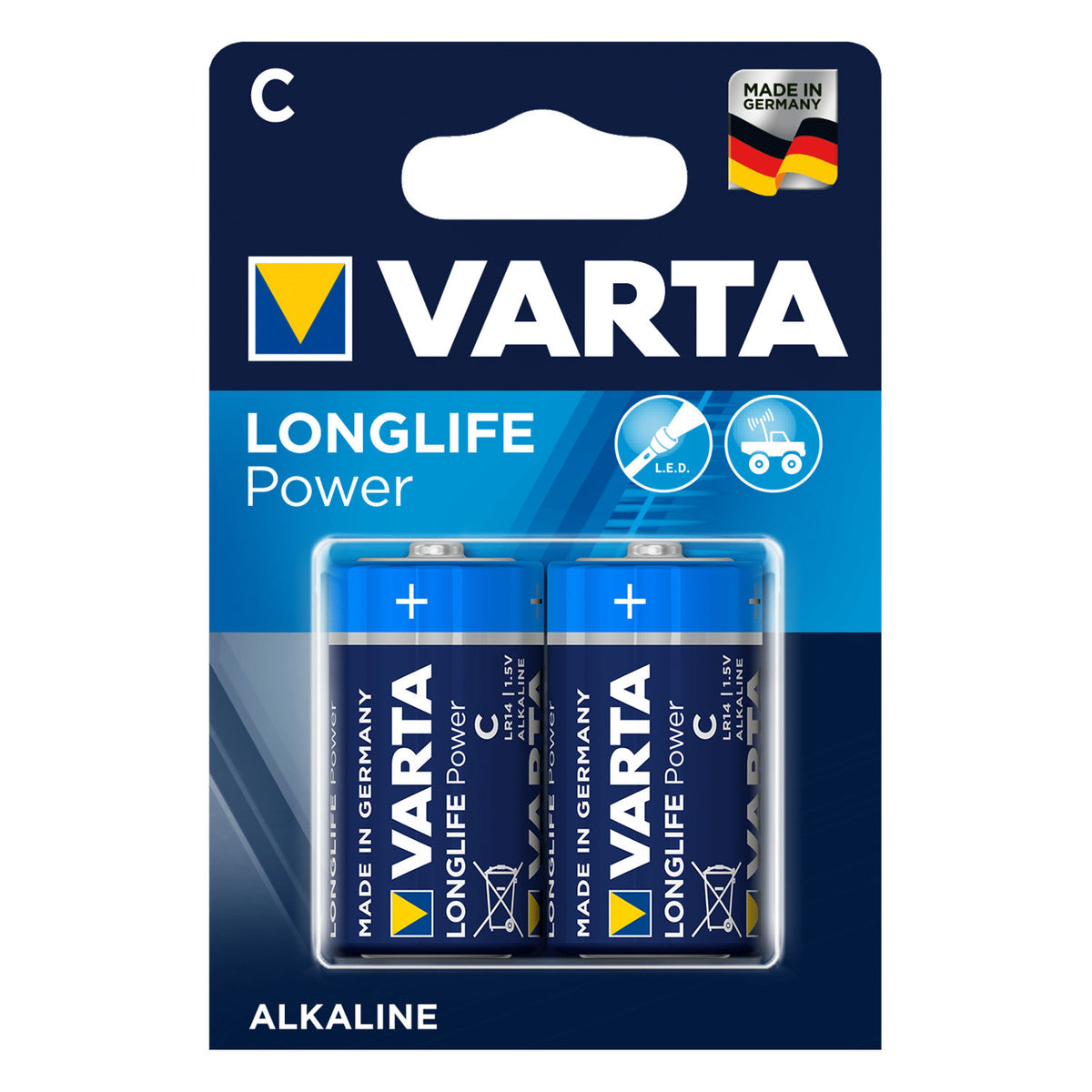 Varta 2x R-14 LR14 C 1.5V Varta Longlife Alkaline Batteries, Blister Pack