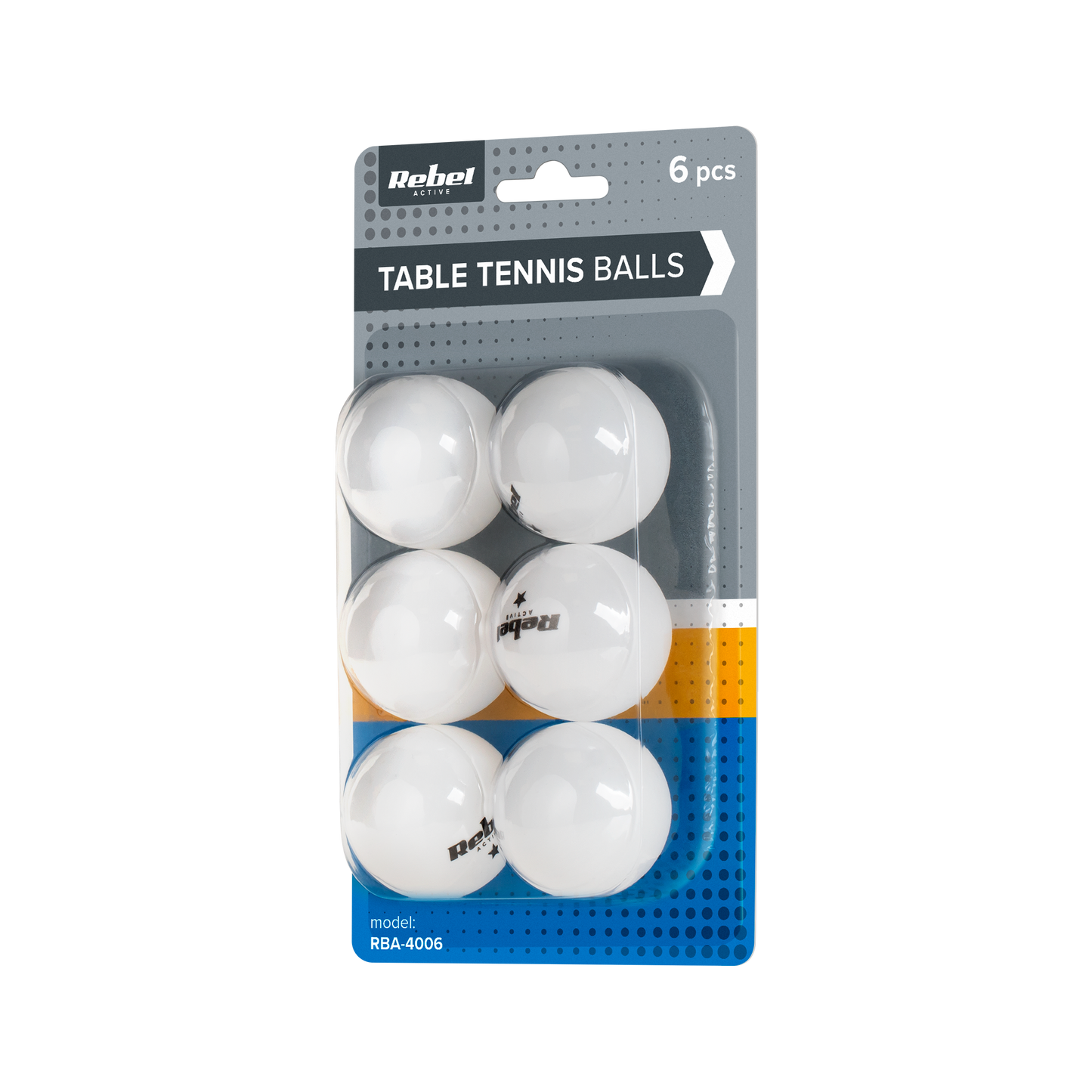 Rebel Set of table tennis balls, PP material, 6 pcs, REBEL ACTIVE – image 2