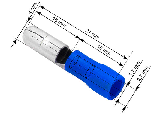 Blow Connectors – 43-045# Insulated connector, 4.0/21 mm plug, blue, 100 pcs.