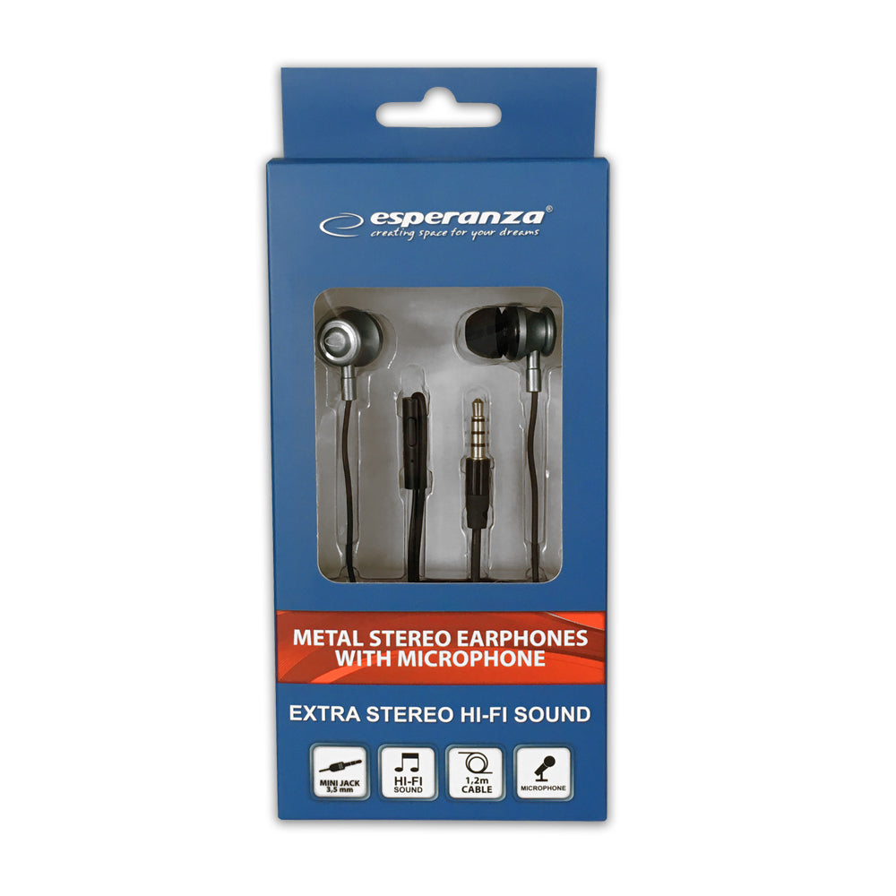 Esperanza Earbuds – EH206K Esperanza Metal In-Ear Headphones with Microphone eh206k – image 3