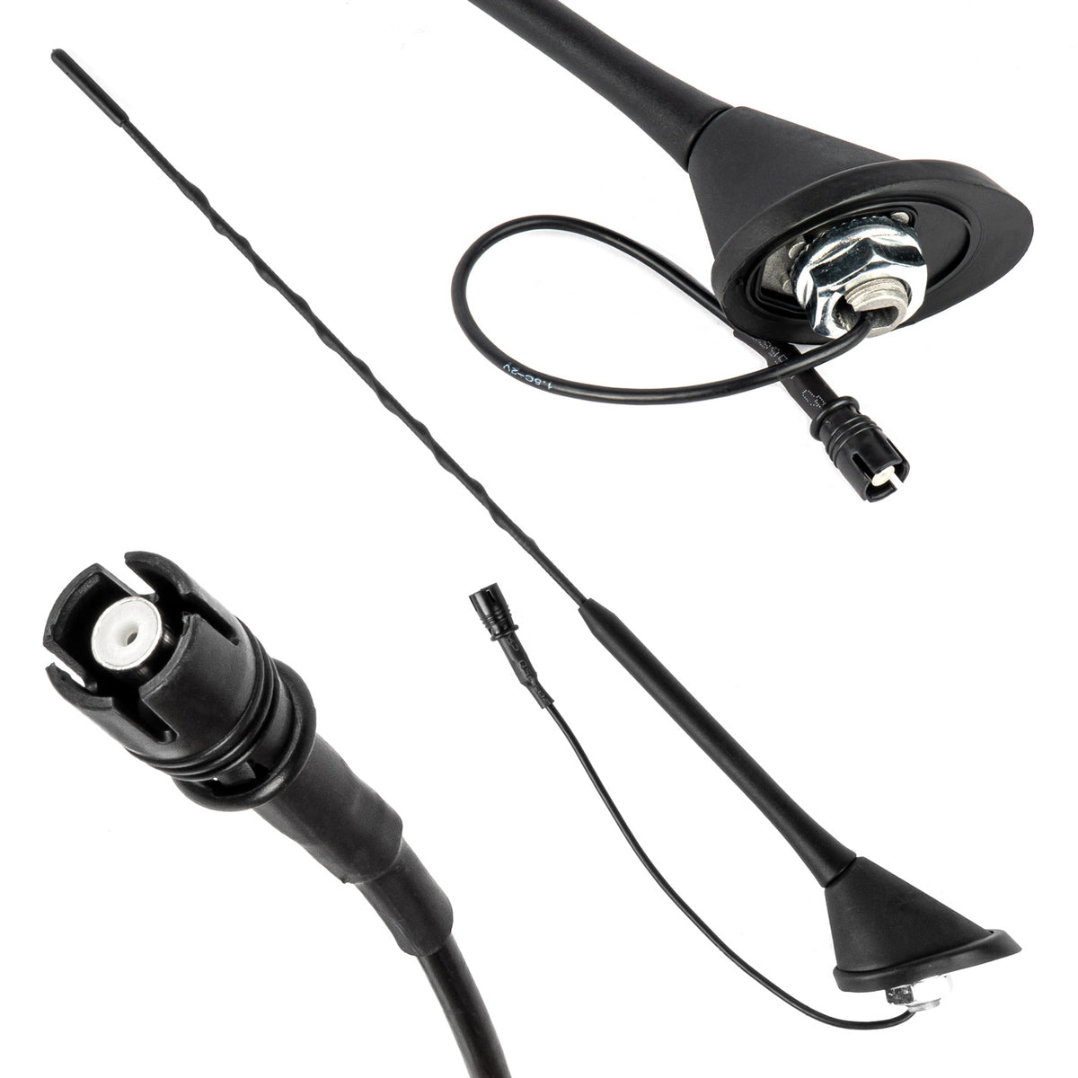 AMiO Universal Car Antenna: Whip Mast with Amplifier, Raku-2, Ant11, AMIO-04155
