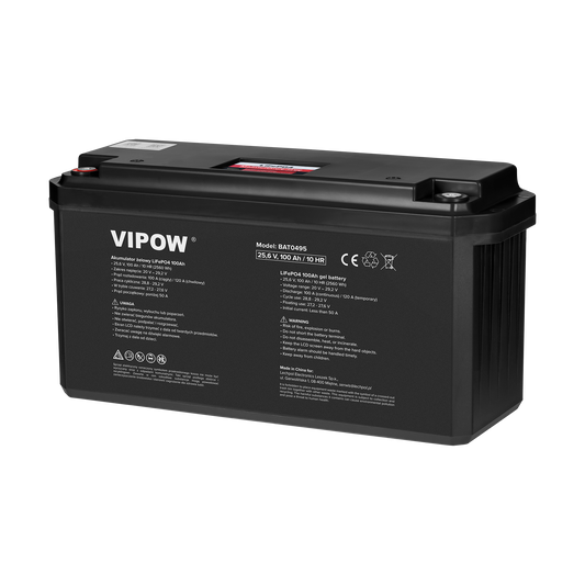 Vipow Gel batteries – 100Ah 25.6V LiFePO4 Battery with BMS