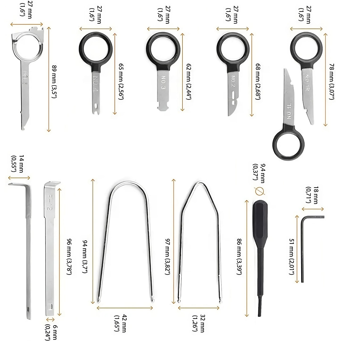 RTO Set of pullers, wrenches, and tools for removing radio trim – image 4
