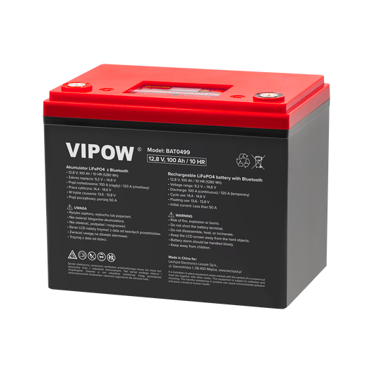 Vipow Gel batteries – 100Ah LiFePO4 Battery with BMS and Bluetooth