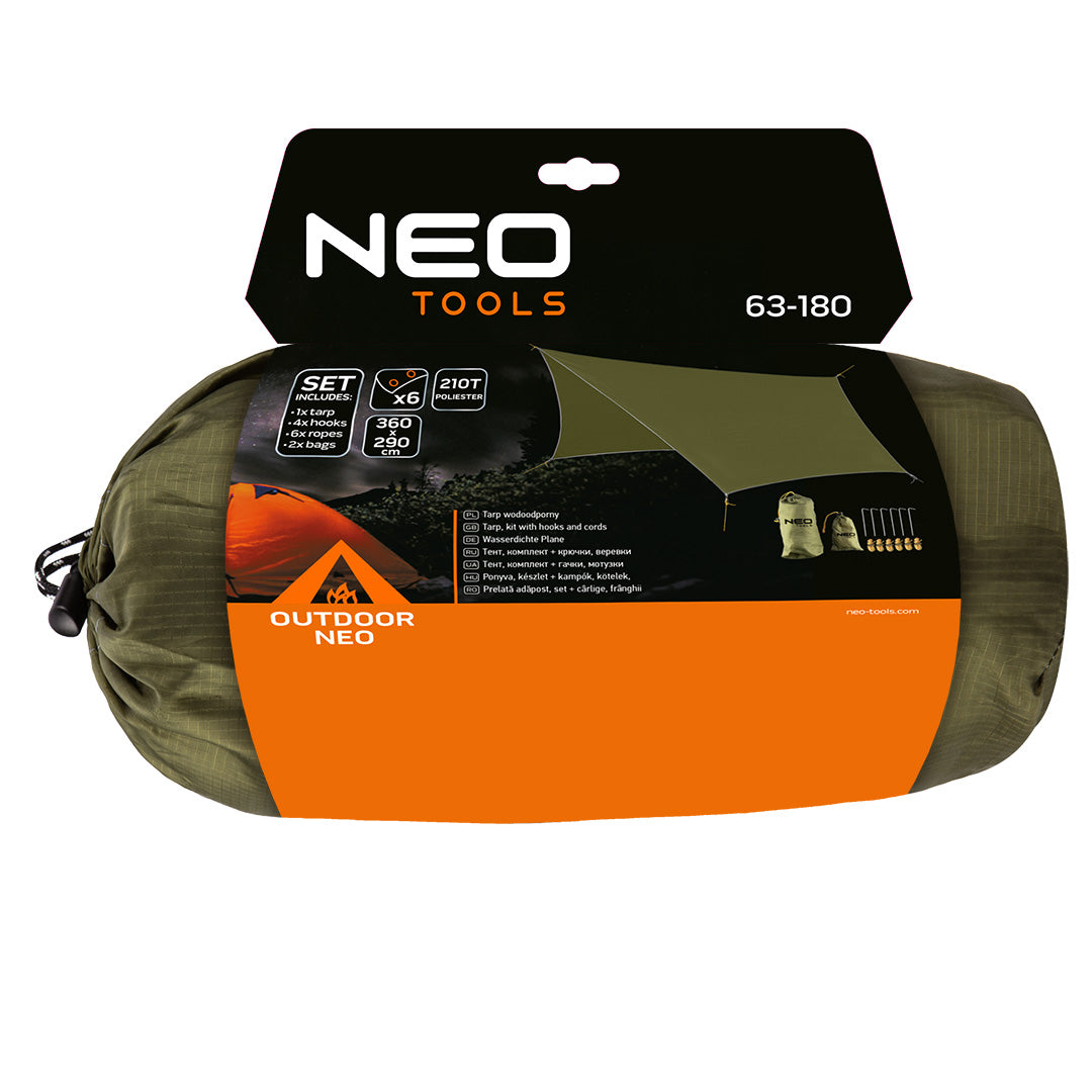 NEO TOOLS Tents, tarps – Waterproof Tarp, 360 x 290 cm, 210T PU3000 – image 4