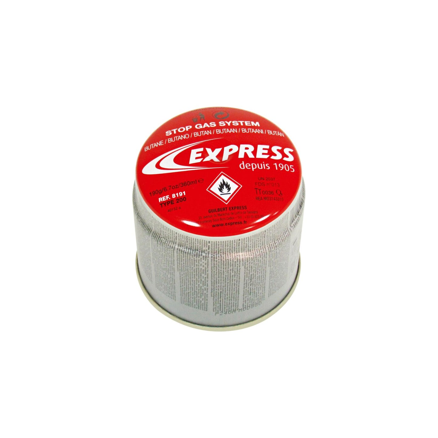 EXPRESS Gas cartridge with safety feature per EN 417, propane/butane, 190 g