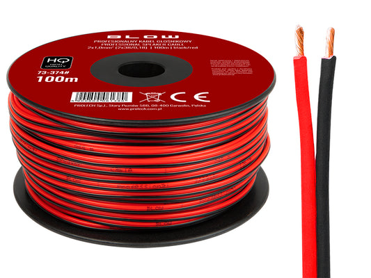 Blow 73-374# Speaker wire, 2x1.00 mm, black and red, 100 m