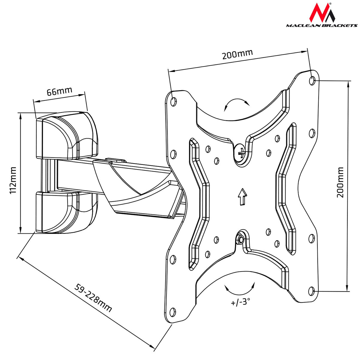Maclean MC-741 46735 TV or Monitor Mount, 13–42 inches, 25 kg, Black – image 6