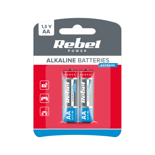 Rebel Alkaline, coin-cell – REBEL EXTREME LR06 Alkaline Batteries, 2 per pack