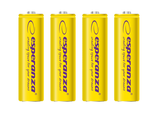 Esperanza EZA104Y Esperanza Ni-MH AA Rechargeable Batteries, 2000 mAh, 4-Pack, Yellow