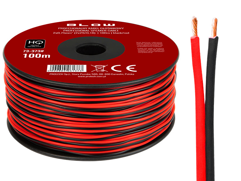 Blow 73-373# Speaker wire, 2x0.75 mm, black and red, 100 m