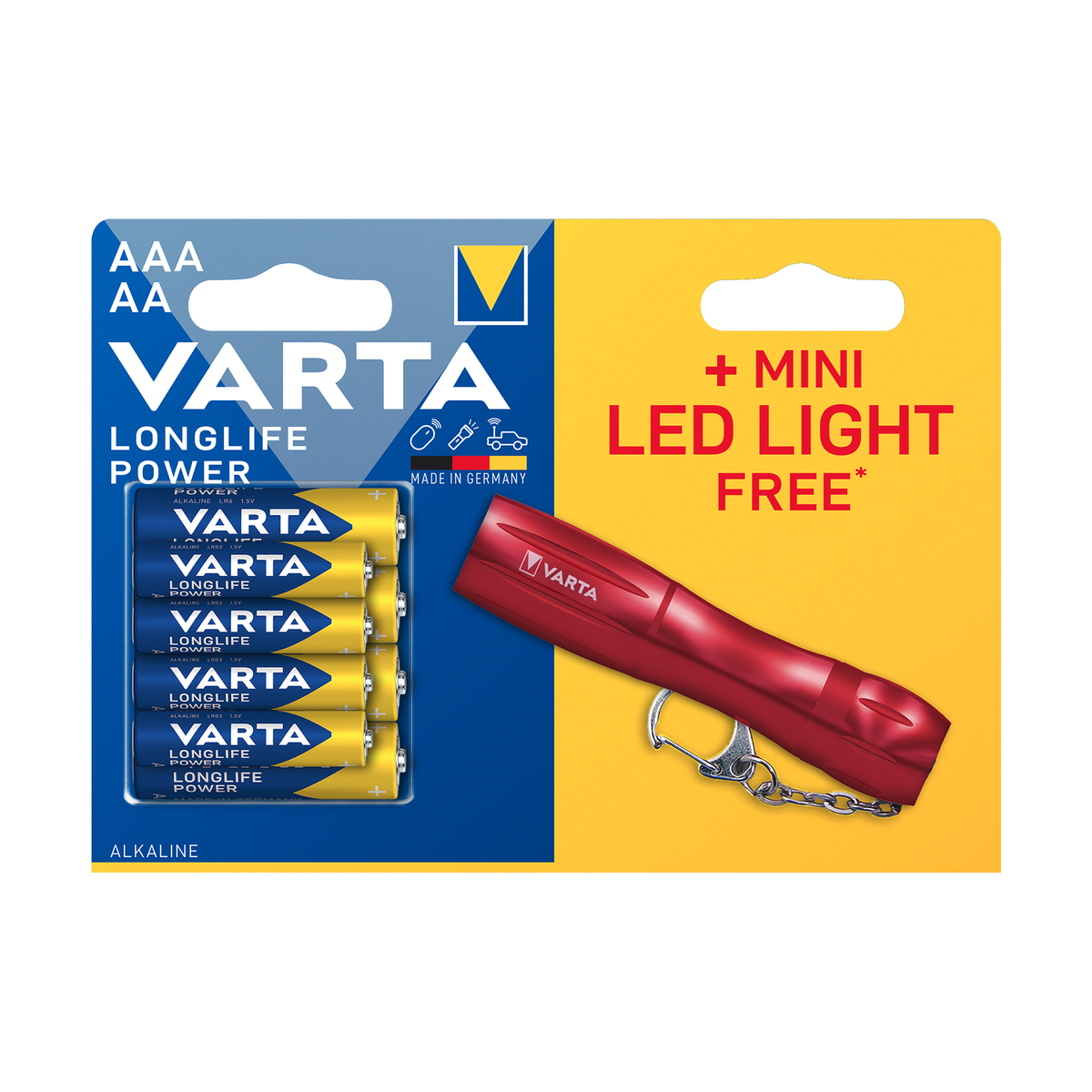 Varta VARTA Longlife Power LR03/LR06 Batteries (4-pack) + Mini LED Flashlight